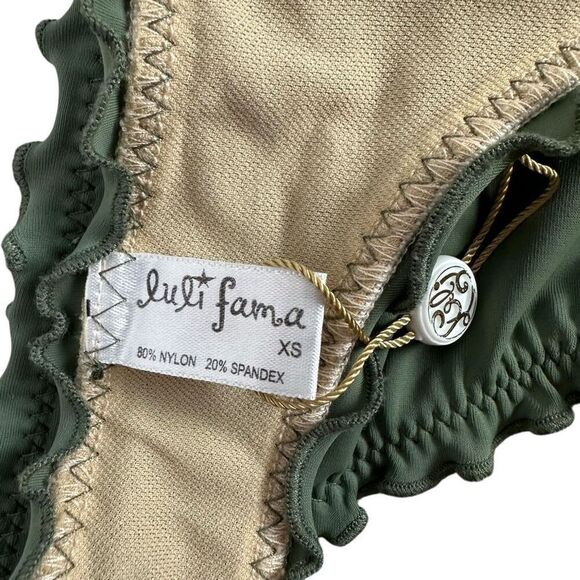 Luli Fama Cosita Buena XS Bikini Olive Cheeky Bottom Triangle Top - Picture 7 of 14